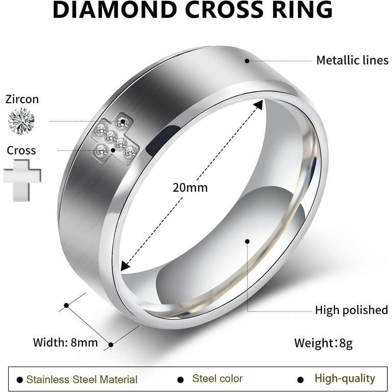 Mens Wedding Band Ring - 8mm Stainless Steel Engagement Promise