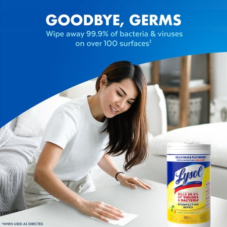 (6 PACK) LYSOL® DISINFECTANT WIPES, MULTI-SURFACE ANTIBACTERIAL CLEANING WIPES, LEMON AND LIME BLOSSOM, 80 COUNT