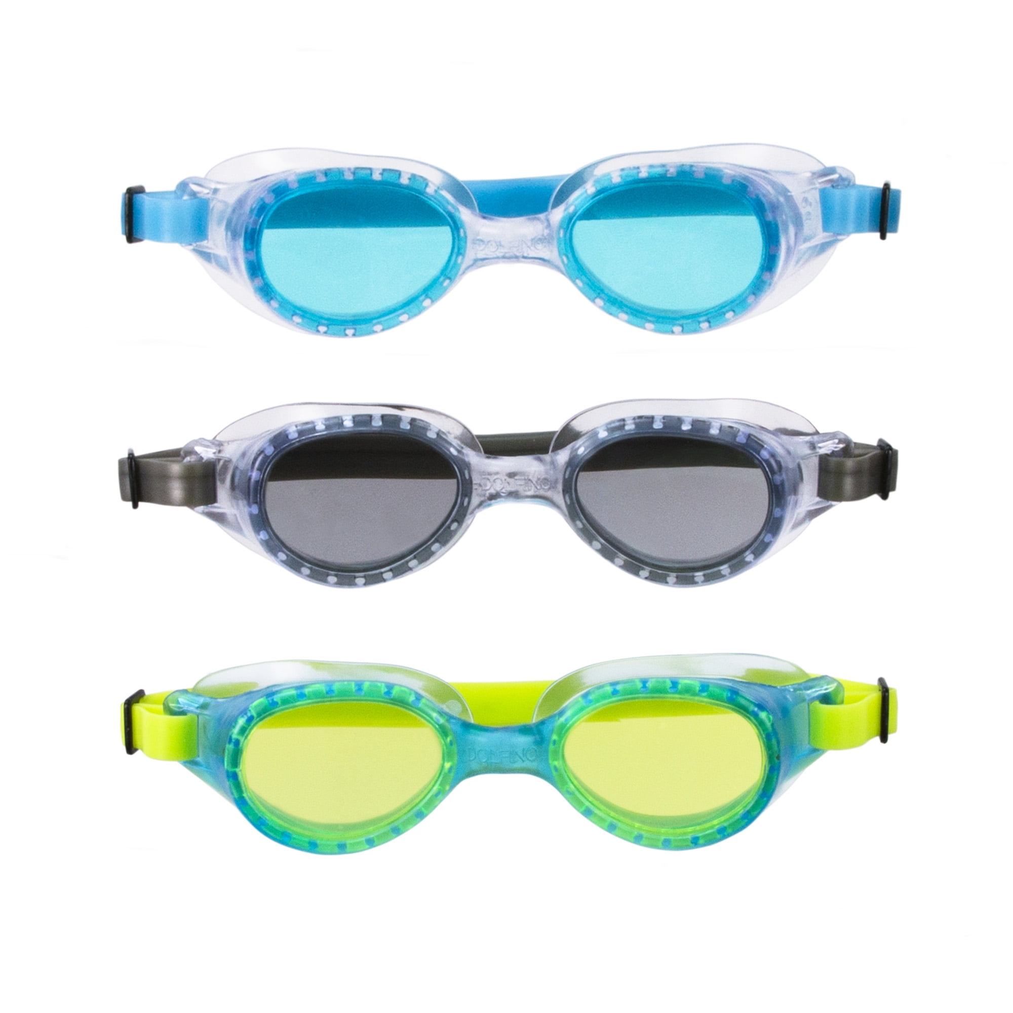 Youth 3 Pack Goggle Green, Smoke, Turquise by Aqua Leisure