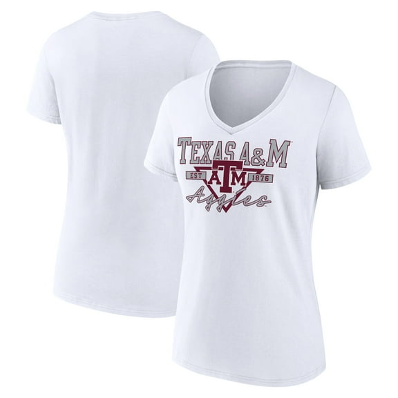 Women's White Texas A&M Aggies Triangle Origin V-Neck T-Shirt