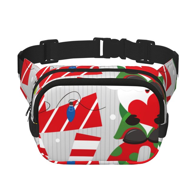 Fotbe Christmas Gnome With Love Cangurera Cuadrada con Estampado de Doble Capa, Bolsa de Cintura Ajustable Mini para Hombres y Mujeres
