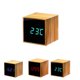 thumbnail image 5 of Cubo cuadrado Reloj de madera de bambú Mesita de noche para estudiantes Reloj electrónico digital simple Pantalla LED con espejo Inevent DZ4617-01, 5 of 7