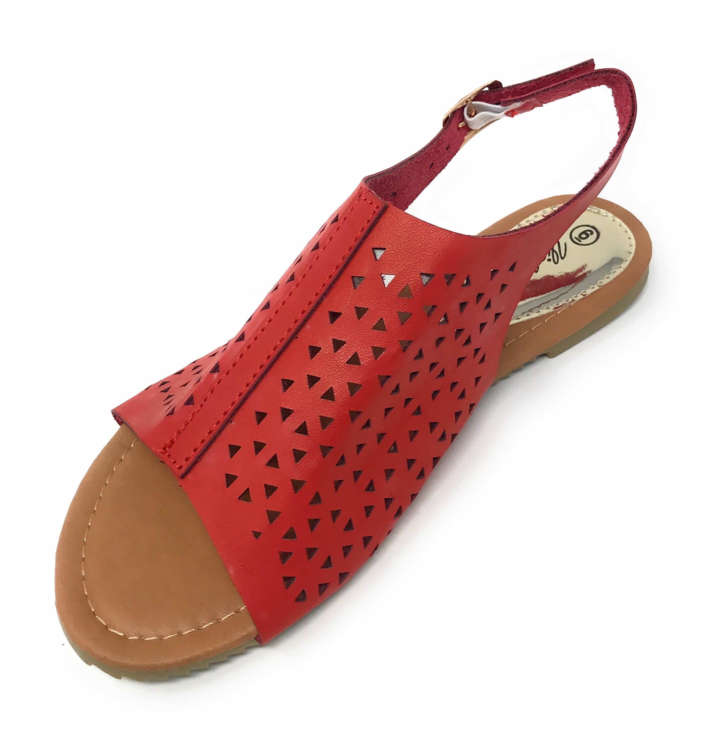 Victoria K Women's Triangle Pattern Laser Cutout Sandals