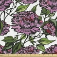thumbnail image 1 of Floral Fabric by the Yard Upholstery, Rhythmic Bold Sketch of Peonies Leaves on Plain Backdrop Illustration, Decorative Fabric for DIY and Home Accents, Pale Pink Lime Green by Ambesonne, 1 of 5