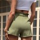 thumbnail image 4 of Pantalones cortos verdes de cintura alta XL para mujer, estilo informal de verano, bolsillos, de color puro, 4 of 6