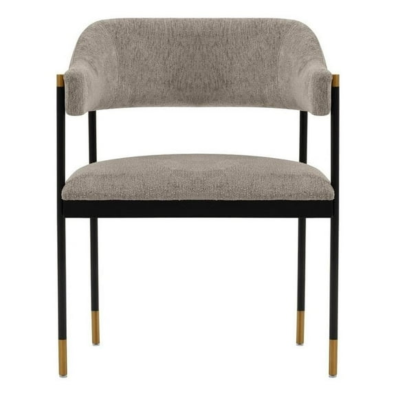 Manhattan Comfort Lia Dining Armchair with Metal Frame in Stone
