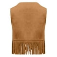 thumbnail image 6 of BRGZLK Short Suede Fringe Vest for Kids Fashion Solid V-Neck Sleeveless Western Cow Vest Faux Leather Fall Dress Up Party Outfit Brown 3-4 Years, 6 of 7