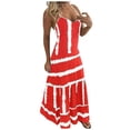thumbnail image 1 of Robe Longue Boho pour Femmes à Bretelles Spaghetti Sans Manches à Rayures Imprimées d'Été Décontractée Longue, 1 of 5
