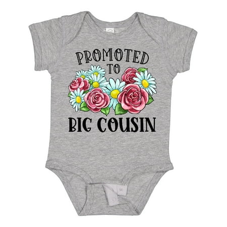 

Inktastic Promoted to Big Cousin with Flowers Gift Baby Boy or Baby Girl Bodysuit