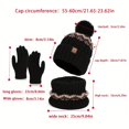 thumbnail image 3 of Three-piece set of winter hats, neck scarf, gloves, outdoor cold-proof and warm pullover hat with velvet ear protection knitted woolen hat for women, 3 of 3