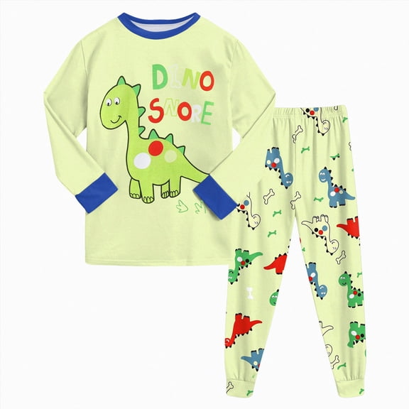 mgoYE Big Boys Pajama Sets Cotton Kids Dinosaur 2 Piece Pjs Sleepwear