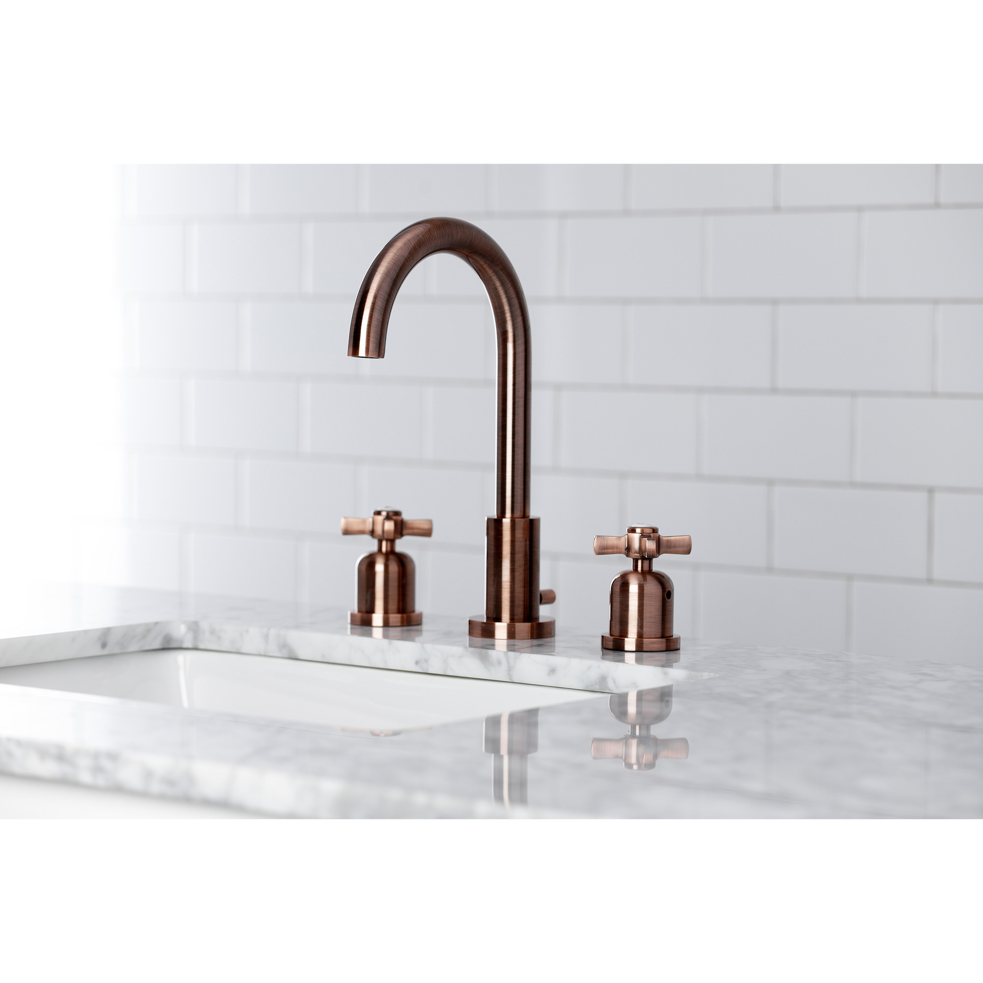 Kingston Brass FSC892ZXAC Millennium Widespread Bathroom Faucet with Brass Pop-Up, Antique Copper