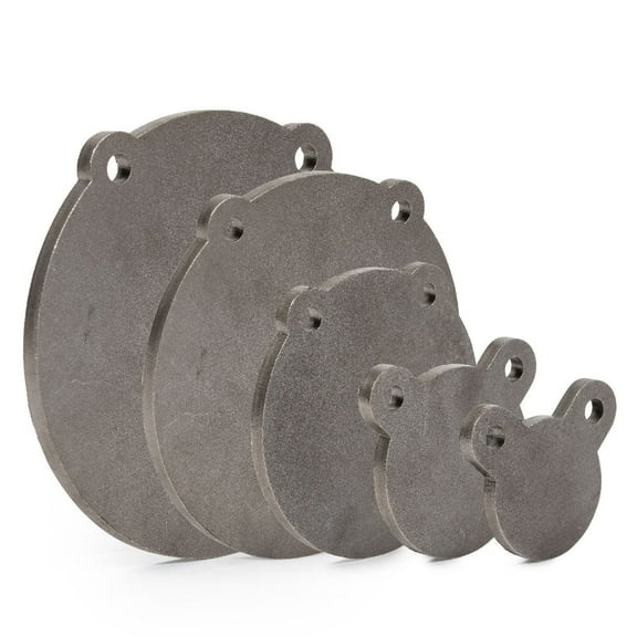 Ash & Ember Set of 5, 3/8" Thick AR500 Steel Plate Gong Shooting Targets, Laser-Cut Raw Steel 3" 4" 6" 8" 10" dia. Swing Paddles, Gong Shooting Target with Instant Feedback, DIY Target Tree Accessory