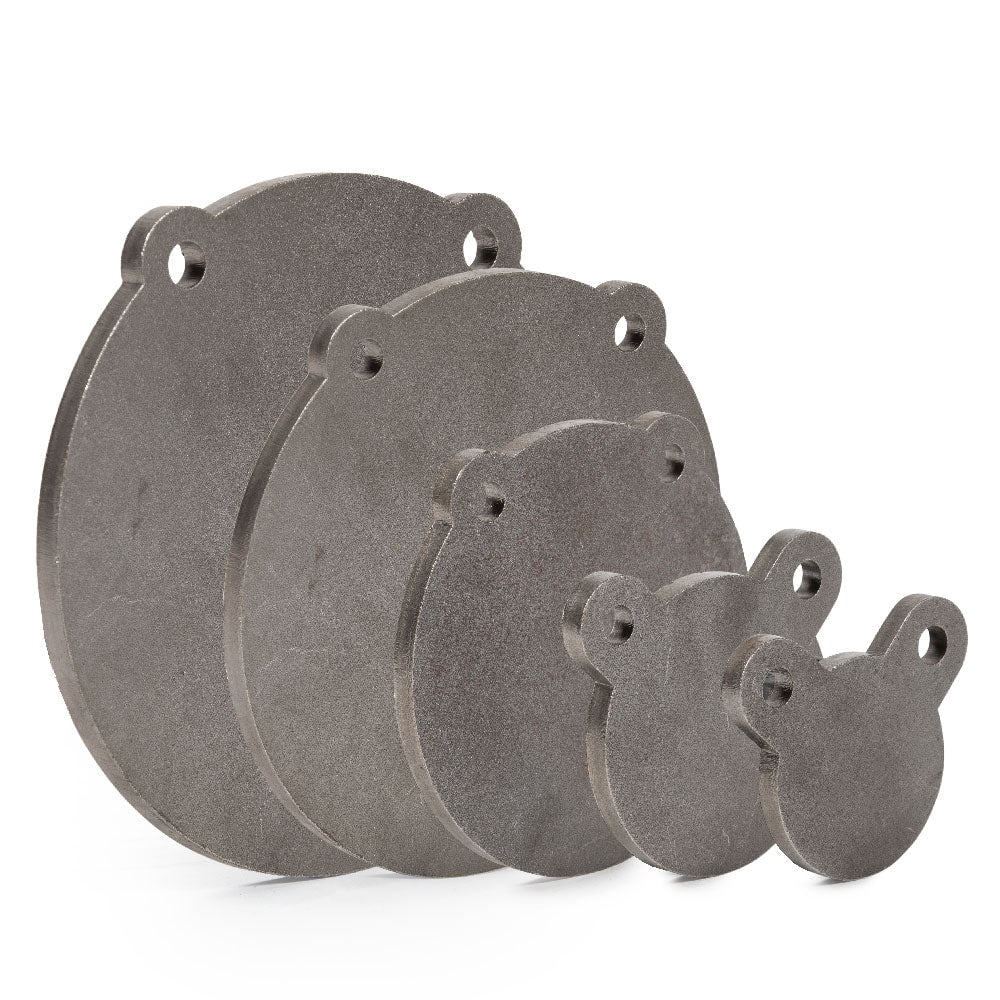 Ash & Ember Set of 5, 3/8" Thick AR500 Steel Plate Gong Shooting Targets, Laser-Cut Raw Steel 3" 4" 6" 8" 10" dia. Swing Paddles, Gong Shooting Target with Instant Feedback, DIY Target Tree Accessory