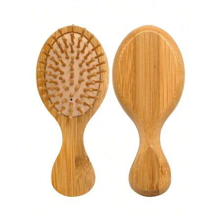 Apricot Mini Bamboo Air Cushion Paddle Hair Comb Detangling Brush for All