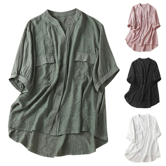 Elainilye Fashion Basic Tops for Women Casual T-Shirt Short Sleeve V-Neck Sweatshirt Tops Blouse Cotton Shirts,Black