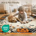 thumbnail image 4 of ODIKA 9'x12' Washable Area Rug Non-Slip, Chair-Friendly Halloween Pumpkin Ghost Striped Vintage Weathered Fallc Door for Dining Room, Basement, Large Office, 4 of 7