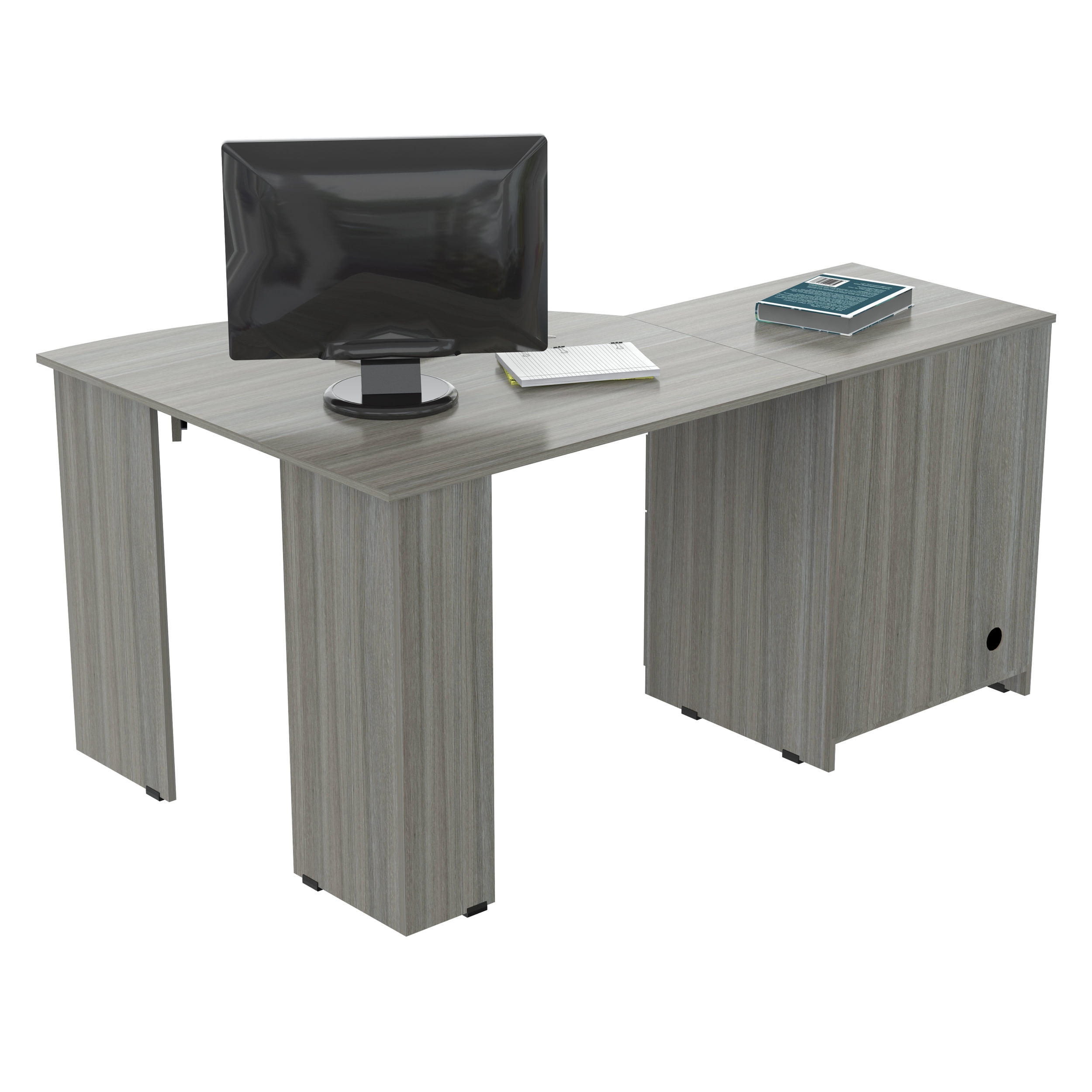 Inval 47W Computer Desk With X Frame, Smoke Oak
