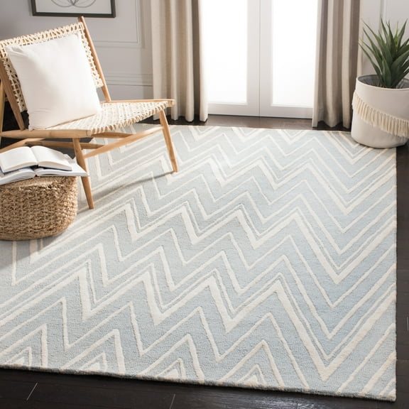 SAFAVIEH Cambridge Sam Geometric Wool Area Rug, Gray/Ivory, 10' x 14'