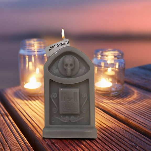 BZPIZ Halloween Decorations Indoor Skeleton Candles Ghost, Skull & Bat Designs Candles Gift for Halloween