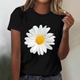 thumbnail image 1 of SDNall Blouses à Col Rond pour Femmes T-Shirts à Manches Courtes Imprimé Fleur de Marguerite, 1 of 9