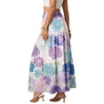 thumbnail image 4 of LWavelet Women Ditsy Floral Print Tiered Maxi Skirt Elastic Waist With Pockets Casual Spring Long Skirt Light Purple 2XL, 4 of 6