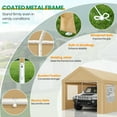 thumbnail image 3 of Hoteel 12'x20' Large Heavy Duty Car Tent with Steel Frame, Portable Garage Wedding Tent Gazebo Big Tents Carports Shelter with Waterproof Top Cover, All-Season Tarp for Outdoor Party Birthday, Khaki, 3 of 11