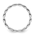 thumbnail image 3 of 925 Sterling Silver Polished Patterned Stackable Rhodium Rice Ring Size 9 Stackable Ring for Women, 3 of 9