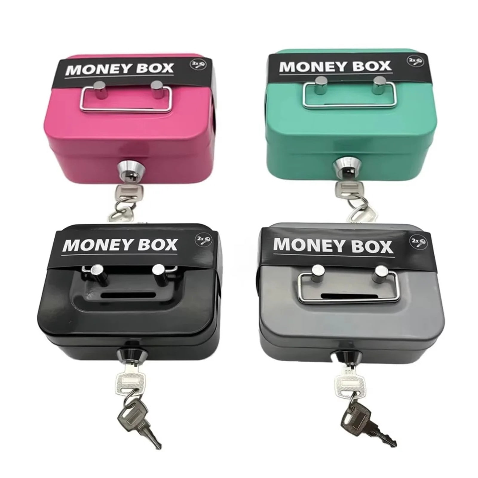Metal Key Lock Cash Box with Handle Small Money Organizer Storage Box with Lockable Cover for Easy ,Multiple Options Available