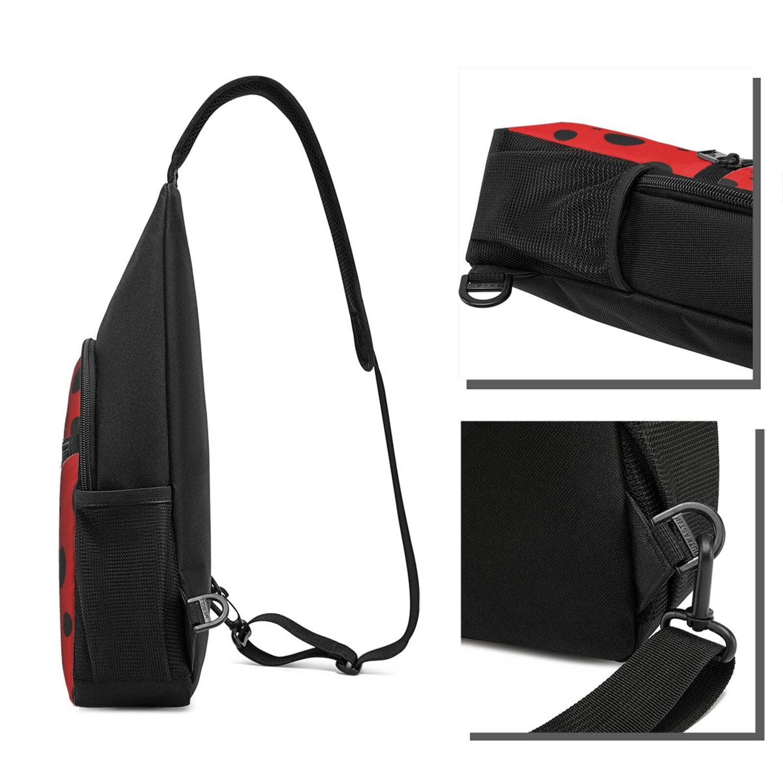 Xecao's Ladybug Pattern Print Sling Bag: A Versatile Chest, Shoulder, and Crossbody Backpack for Casual Days Out, Perfect for Both Men and Women