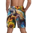 thumbnail image 4 of Uemuo Sunflower Turtle Pattern Mens Swim Trunks Quick Dry Board Shorts with Mesh Lining, Stretch Beach Shorts Quick Dry No-Chafing Board Shorts-Medium, 4 of 9