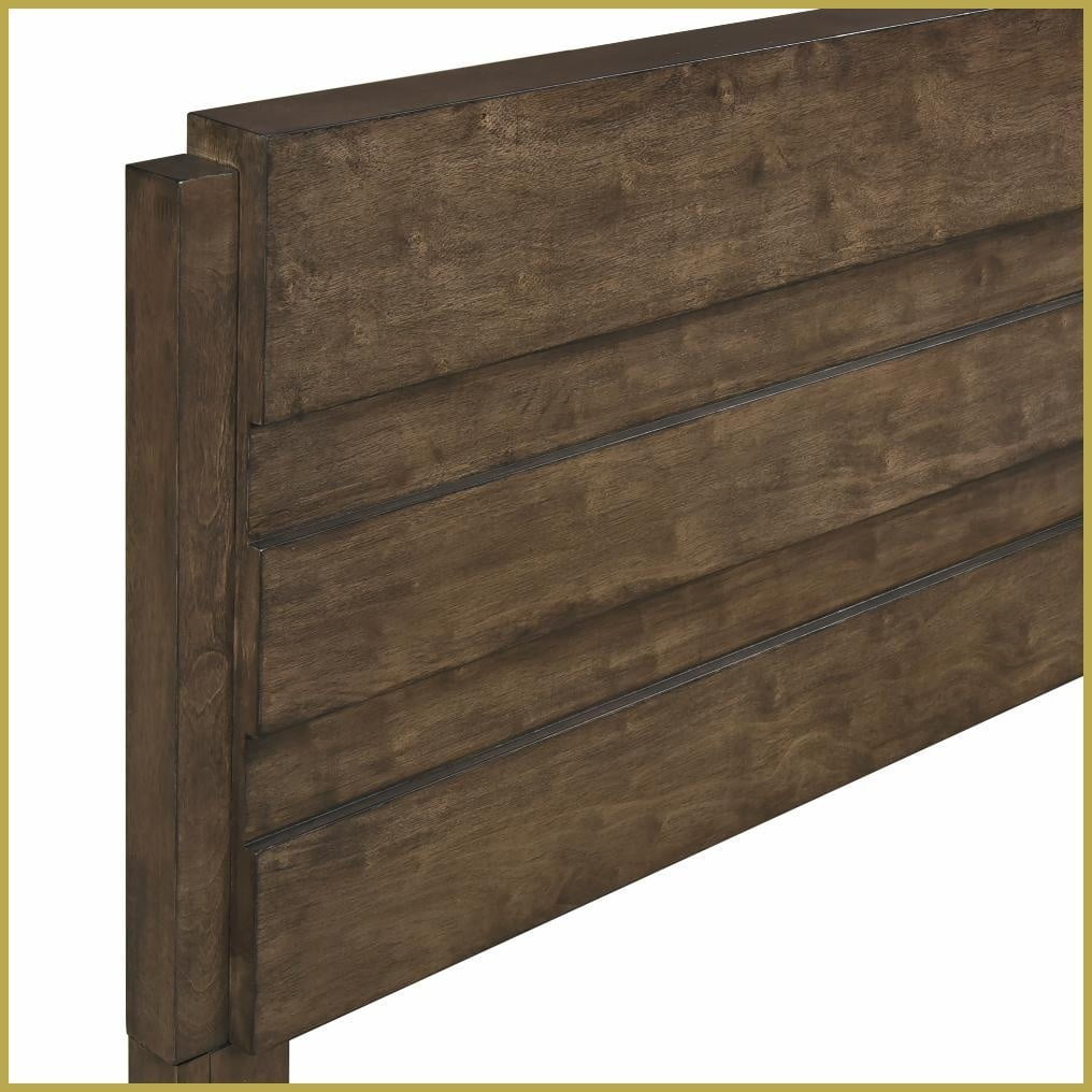 Eastern King Size Solid Rubberwood Panel Bed Frame Dark Walnut Finish for Master Bedroom