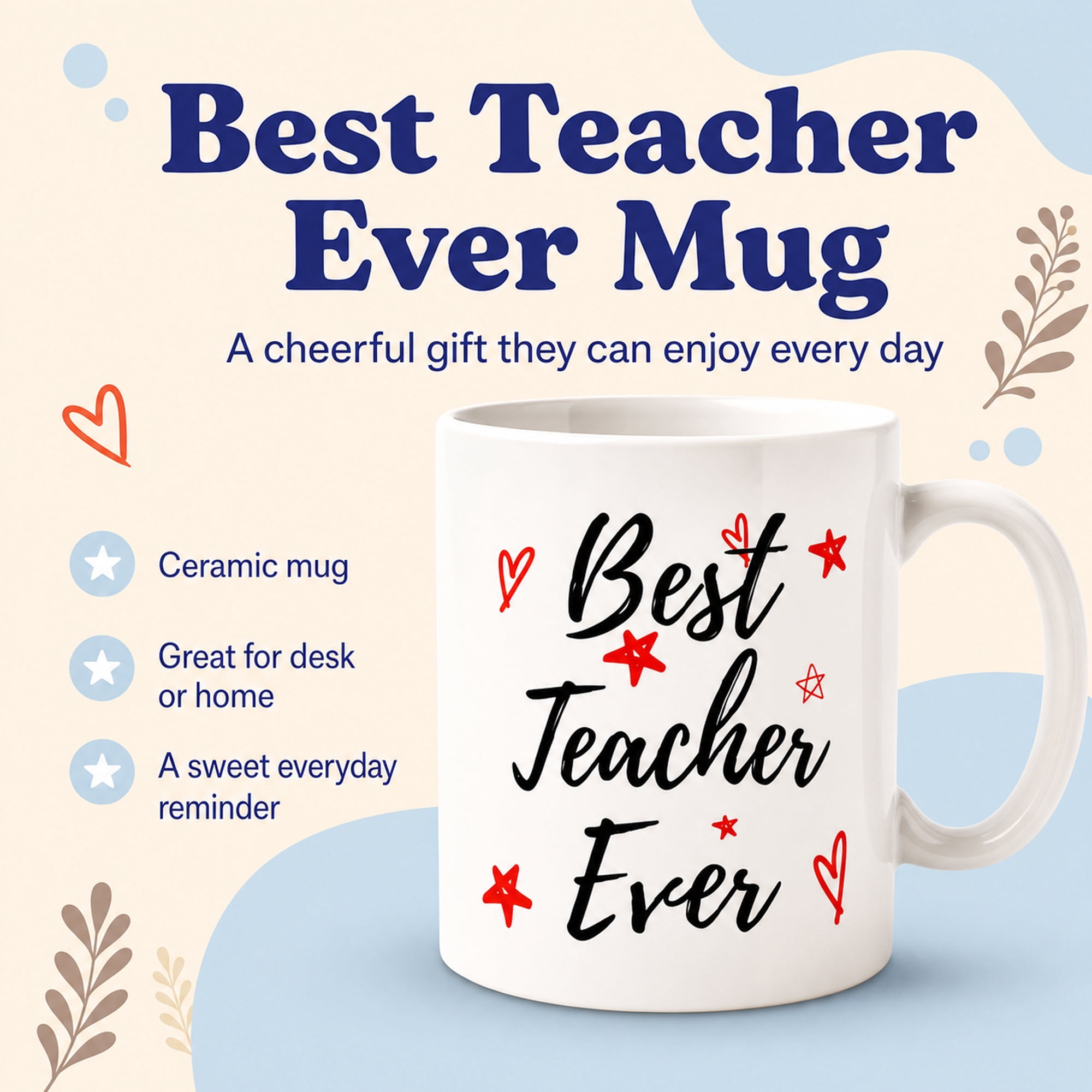Teacher Appreciation Gift Basket Set, 6-Piece Thank You Gift Box with Travel Mug, Cozy Socks, Bath Bombs, Card & Gift Bag