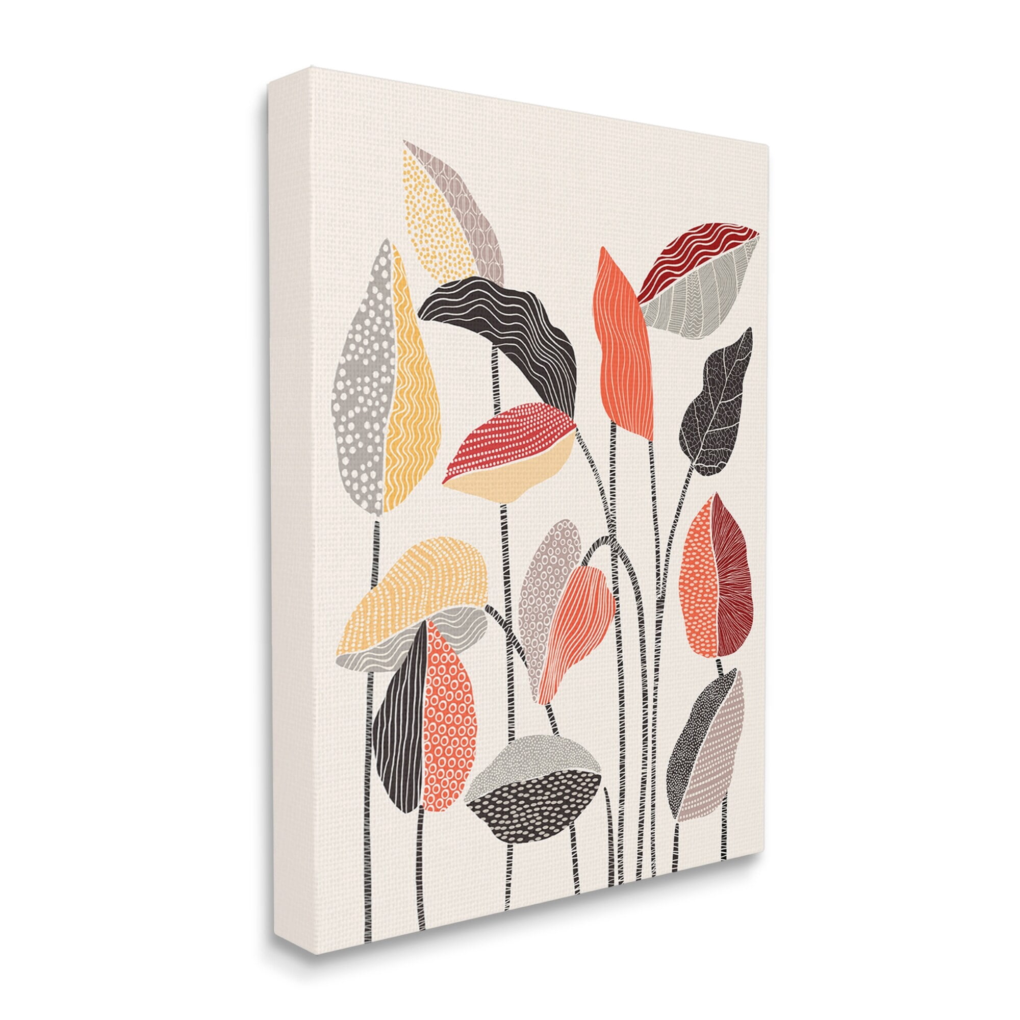 Stupell Industries Modern Stripes Squiggle Pattern Flower Sprigs Botanical Motif Canvas Wall Art, 30 x 40, Design by Ioana Horvat