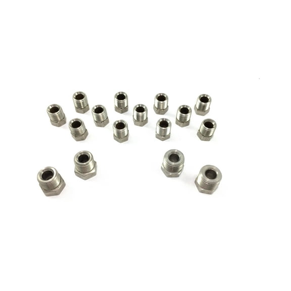 The Stop Shop Stainless Brake Line Fitting Kit for 1/4" tube, Inverted Flare (16 Fittings Included)