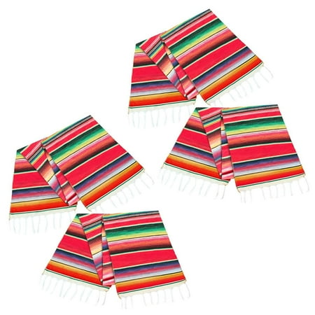 

2 Pack 14 x 84 Inch Mexican Decorations Fringe Cotton Blanket(Red)