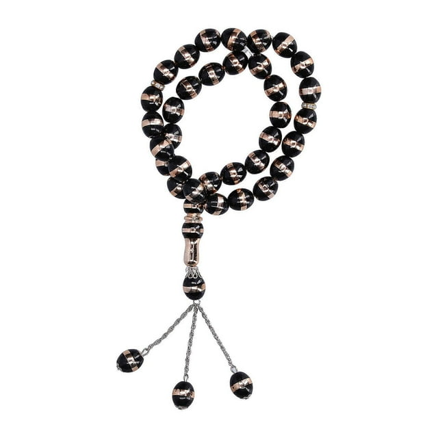 Bracelet musulman élégant et attrayant en résine légère et durable pour femmes et hommes, perles de prière, noir
