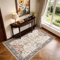 thumbnail image 6 of Toyoso 3x5 Retro Floral Medallion Area Rug -Bedroom Rug Soft Throw Printed Bathroom Kitchen Entry Foyer Mat, Vintage Non-Slip Washable Carpet for Front Door Laundry Room Bath Office-Multi, 6 of 10