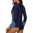 thumbnail image 7 of Attraco Women's Long Sleeve Rash Guard Stripe Splicing Swimwear UPF 50+ Running Swimming Shirt, 7 of 7