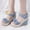 Blue, variant on Jacenvly 2024 New Women's Rope Sandals Bow Wedge Peep Toe Sandals Black Sandals for Women