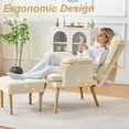 thumbnail image 3 of Accent Chair with Ottoman, Adjustable Backrest Armchair, Modern Upholstered Chair with Ergonomic Design for Living Room, Reading Room, Bedroom, Beige, 3 of 6