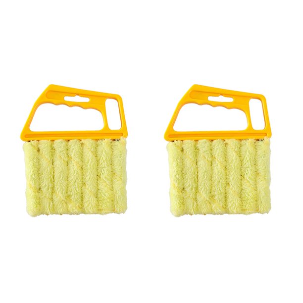 Cateissary Cepillo de limpieza para persianas de ventana, ventilador de techo Manual, plumero de persiana, Mini barredora de polvo de mano lavable Amarillo 2Conjunto