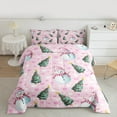 thumbnail image 2 of Feelyou Winter Pink Snowman Queen Comforter Set, Merry Christmas Bedding Sets, Western Festival Holiday Reversible Bedding Comforter Set, Luxury Bedroom Decor, 3-Piece, 2 of 8