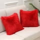 thumbnail image 1 of Nvzi Juego de 2 fundas de almohada cuadradas de piel sintética, fundas de almohada decorativas de felpa de lujo, fundas de cojín de 16 x 16 pulgadas, color rojo, 1 of 2