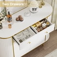 thumbnail image 4 of Feishominoo Sideboard Buffet Cabinet with Storage, 43" Oval Curved Storage Cabinet with 2 Doors and Drawers, White, 4 of 8