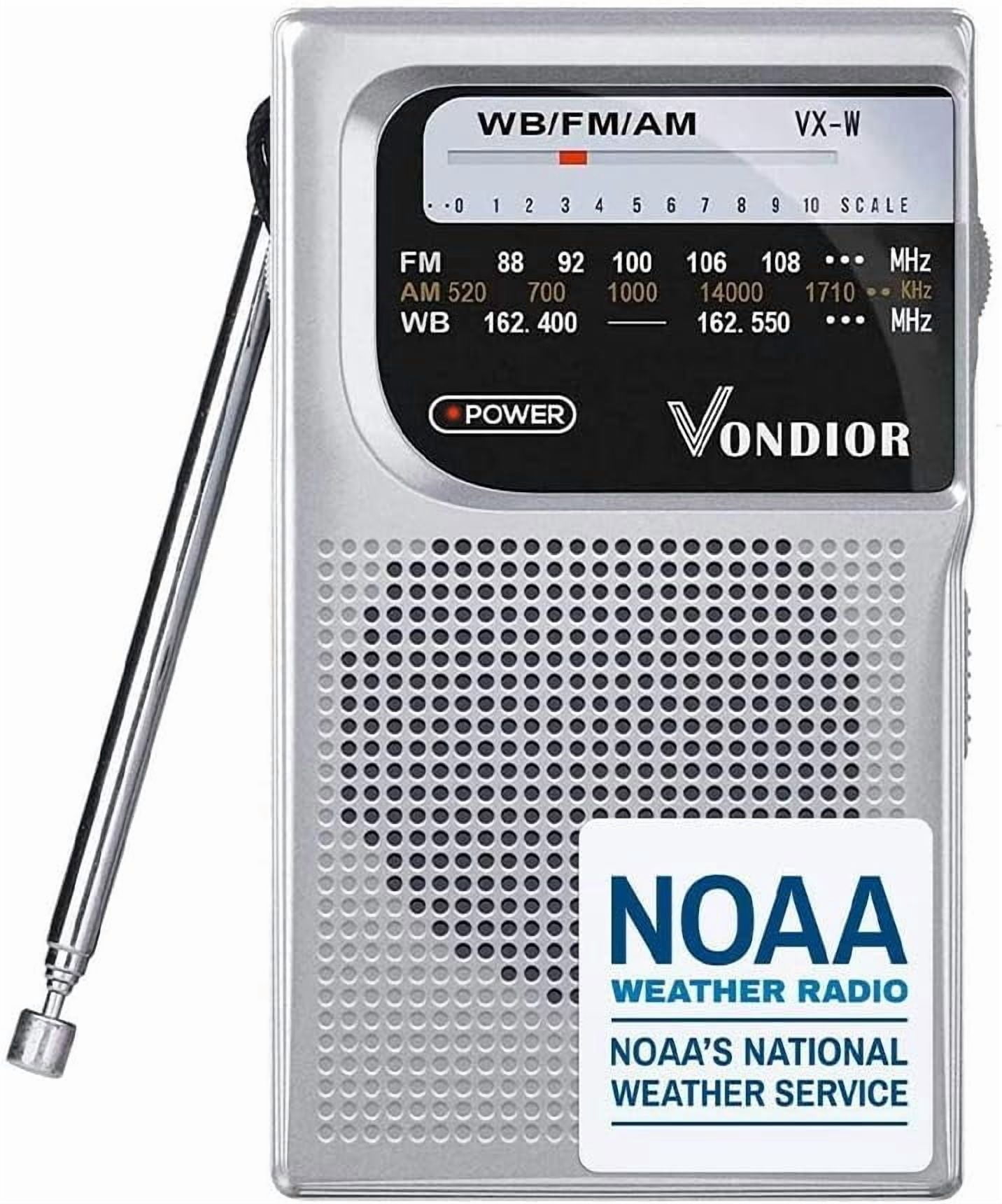Vondior Portable Emergency Weather Radio NOAA AM FM, Silver photo 1