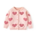 thumbnail image 2 of JIAYUE Kids Girls Jackets Coat Heart Printed Long Sleeve Crew Neck Button Cardigan Snug Warmth For Girls Cozy Outerwear, 2 of 3