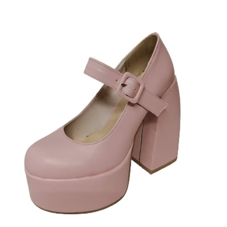 

Cglfd Women S Sense Of Personal Banquet Buckle Shallow Mouth Thick High Heel Thick With Single Shoes