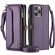 thumbnail image 1 of Cartera multifuncional con tapa de flip para teléfono, cuero, púrpura, para iPhone 15, 1 of 9