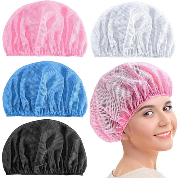 Topboutique Mesh Sleep Bonnet,4 Pcs Curly Hair Nets Sleep Caps,Unisex Elastic Cooking Hat,Durable Bouffant Hair Nets,Curly Hair Nets Sleep Caps for Sleeping Night and Food Service,Mixed Color
